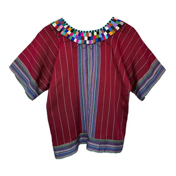 Vintage Guatemalan Huipil Poncho Top Heavy Embroidered Handwoven Boho One Size - Picture 1 of 7